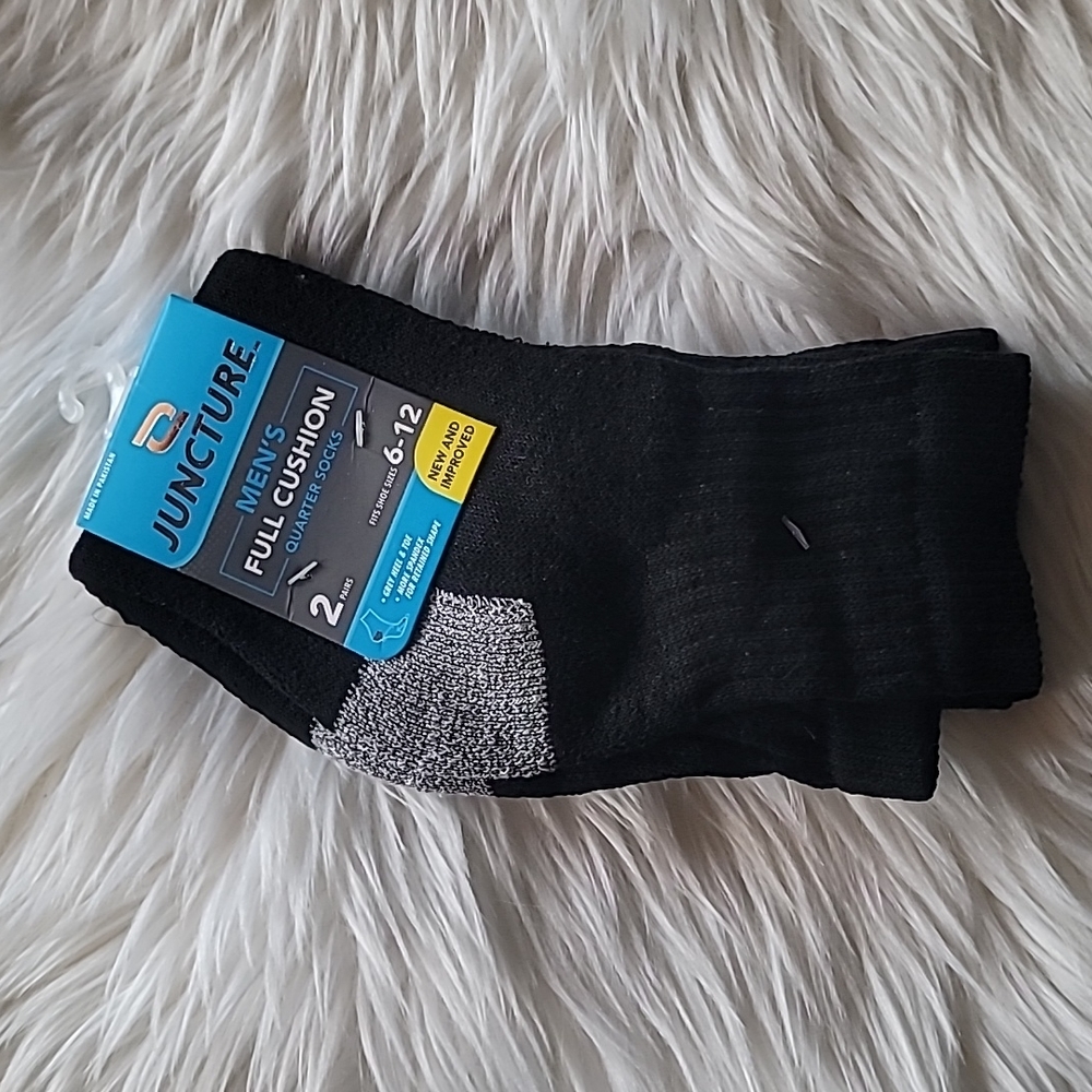 Juncture Full Cushion Black & Grey Gray Quarter Socks- 2 Pairs